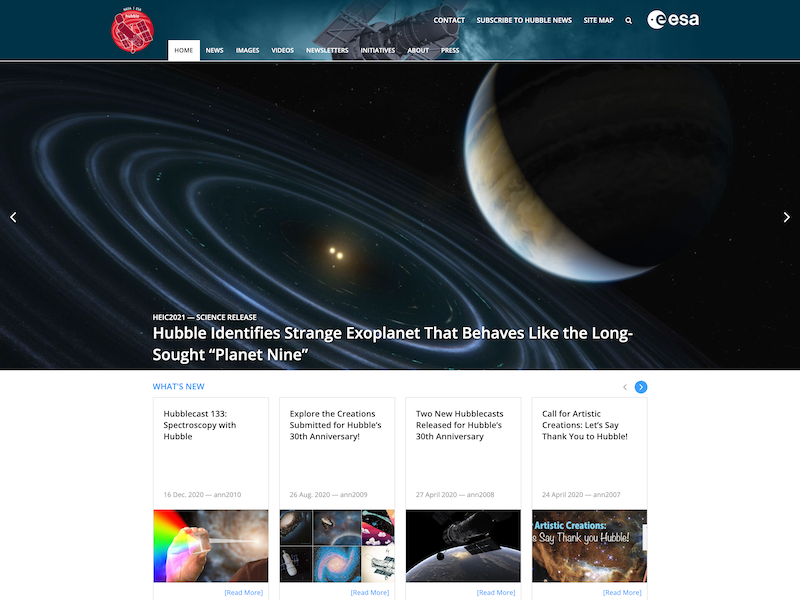 Sitio web de ESA/Hubble por encima de las nubes